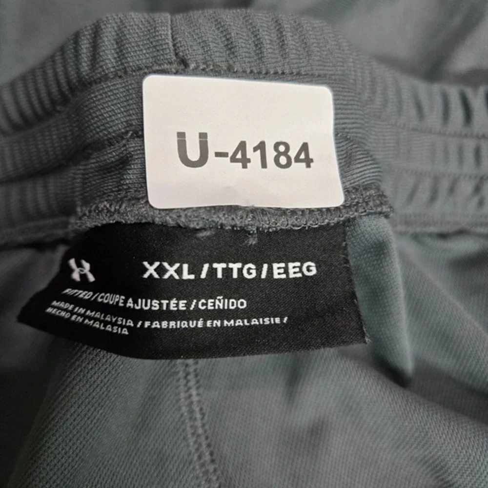 Under Armour Men Activewear Track Pants 2XL Gray Colorblock‎ Fitted Drawstring